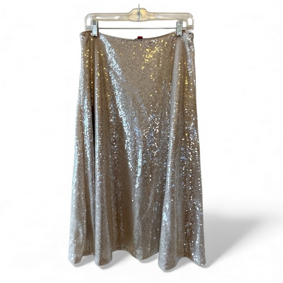 Vince Camuto Women’s Metallic Bias Cut A-Line Sequin Skirt - Picture 2 of 6